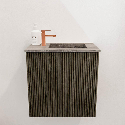 Mondiaz JOYA-DLUX 40cm toiletmeubel - kleur Shadow - Wastafel FAYE positie Rechts 1 kraangat kleur Oza.