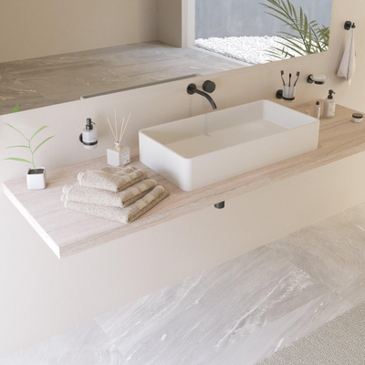 Ideavit Solidtop opbouw wastafel 80x40x15cm rechthoek 0 kraangaten 1 wasbak Solid surface wit