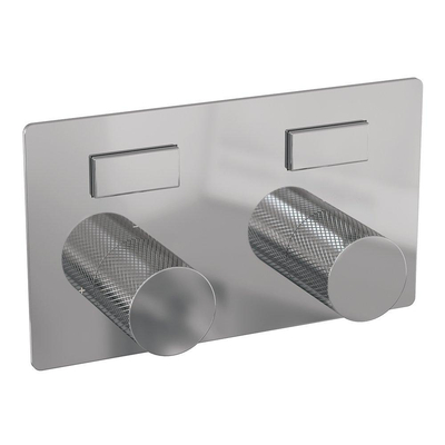 BRAUER Chrome Carving Douche de pluie thermostatique encastrée - boutons-poussoirs - SET 69 - pomme de douche 20cm - bras mural courbé - douchette 3 jets - flexible de douche - barre de douche intégrée - chrome