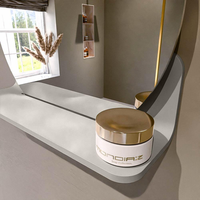 Mondiaz SPOT Miroir de salle de bains - rond 40cm - tablette miroir - couleur Linen