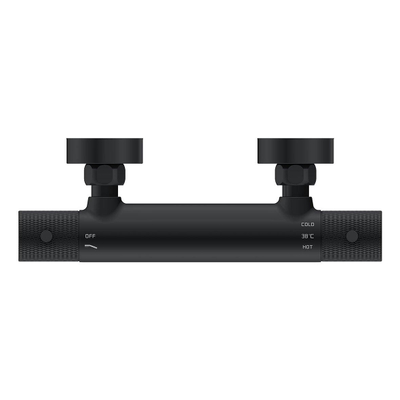 Wiesbaden Ribbd Mitigeur thermostatique de douche entraxe 15 cm noir mat