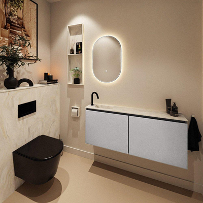 MONDIAZ TURE-DLUX Meuble toilette - 120cm - Plata - EDEN - vasque Ostra - position gauche - 1 trou de robinet