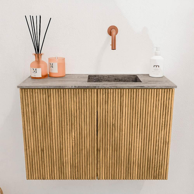 Mondiaz JOYA-DLUX 60cm meuble de toilette - couleur Oak - Vasque FAYE position Droite Sans trou de robinet couleur Oza