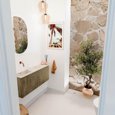 Mondiaz JOYA-DLUX 101.6cm toiletmeubel - ronding rechts kleur Dusk - Wastafel FAYE positie Links Zonder kraangat kleur Frappe.