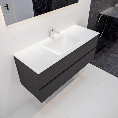 Mondiaz VICA Meuble Dark grey avec 2 tiroirs 120x50x45cm vasque lavabo Cloud centre 1 trou de robinet
