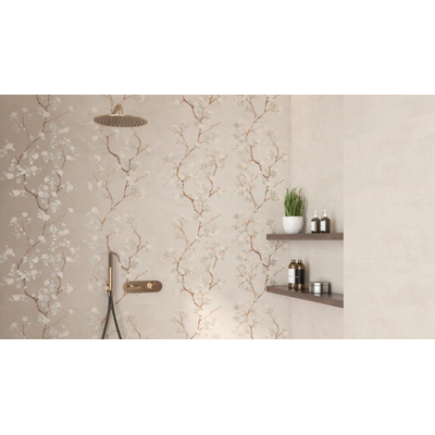 Colorker Enya wandtegel - 30x100cm - 9.4mm - gerectificeerd - Decor B - met decor - Nude (Crème)