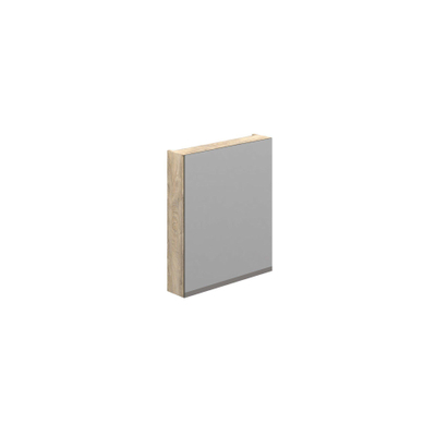Thebalux spiegelkast model D met zeefdrukrand onderzijde 60x70 rechts draaiend 1x deur 2x legplank schakelaar/stopcontact inclusief indirecte LED onderzijde exclusief opbouwlamp
