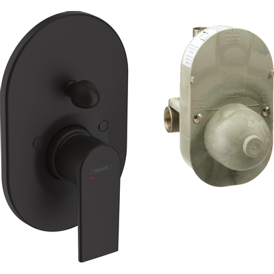 Hansgrohe Vernis Shape élément de finition pour robinet de baignoire encastré avec inverseur incl. élément encastré noir mat