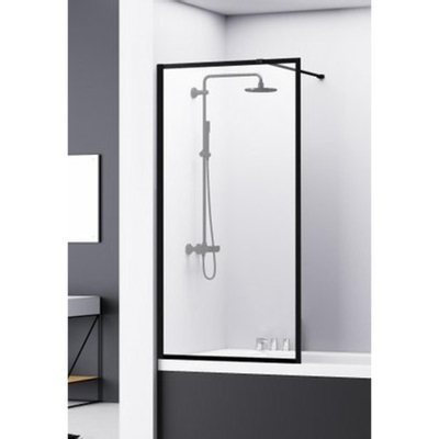 Van Rijn Products ST04 Paroi de baignoire - 80x160cm - profil en aluminium noir encadré