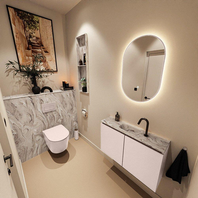 MONDIAZ TURE-DLUX 80cm toiletmeubel Rosee. EDEN wastafel Glace positie midden. Met 1 kraangat.