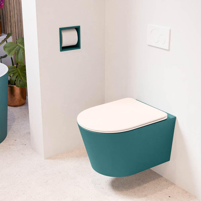 MONDIAZ LAVIE wandclosetpack - 36x53cm - diepspoel - rimless - Smag (blauw) - softclose - quick-release - toiletzitting - Rosee (roze)