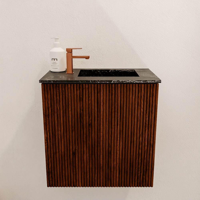 Mondiaz JOYA-DLUX 40cm toiletmeubel - kleur Ruby - Wastafel FAYE positie Rechts 1 kraangat kleur Lava.