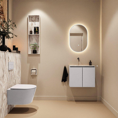 MONDIAZ TURE-DLUX Meuble toilette - 60cm - Cale - EDEN - vasque Glace - position gauche - sans trou de robinet