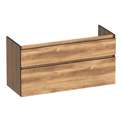 BRAUER Delight Edge wastafelonderkast 120 2 softclose lades - greeploos - 1 sifon uitsparing - Honey