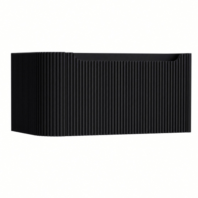 H&R Badmeubelen Juice Wastafelonderkast - 80x45x40cm - linkerhoek afgerond - 3D-front - 1 lade - geïntegreerde greep - zwart mat