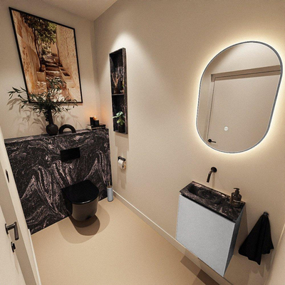 MONDIAZ TURE-DLUX 40cm toiletmeubel Plata. EDEN wastafel Lava positie links. Zonder kraangat.