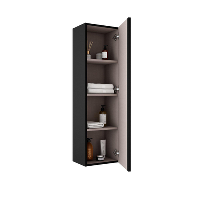Saniclass Prime Blend Hoge Kast - 120x34.5x27.5cm - 1 deur - mat zwart - MDF OUTLETSTORE