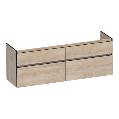 BRAUER Delight Edge meuble sous-lavabo 160 4 tiroirs softclose - sans poignées - 2 découpes pour siphon - Forest Wheat