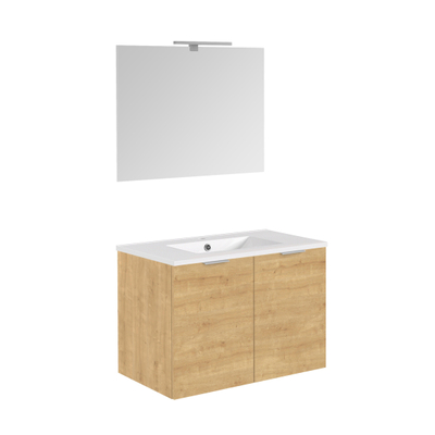 Allibert euro pack ensemble de meubles de salle de bain avec miroir 80x55cm 2 portes chêne arlington