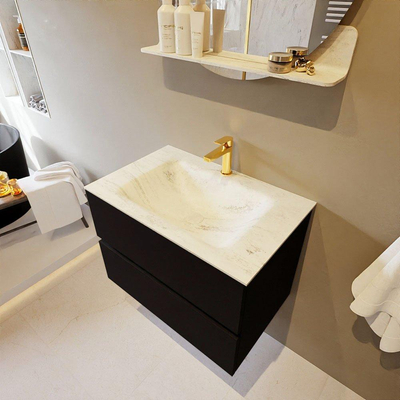 Mondiaz VICA-DLUX ensemble de meuble de salle de bain - 70cm - meuble sous-vasque urban - 2 tiroirs - lavabo encastré cloud milieu - 1 trou de robinet - version haute de 60cm - opalo