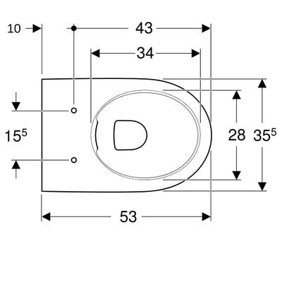 Geberit Sestra wandcloset 53cm rimfree verhoogd wit