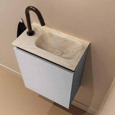 MONDIAZ TURE-DLUX Meuble toilette - 40cm - Plata - EDEN - vasque Ostra - position droite - 1 trou de robinet