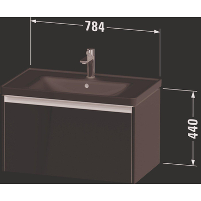 Duravit ketho meuble 2 vasques avec 1 tiroir 78.4x45.5x44cm avec poignée chêne anthracite noir mat