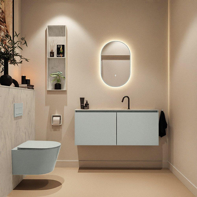 MONDIAZ TURE-DLUX Meuble toilette - 120cm - Greey - EDEN - vasque Opalo - position centrale - 1 trou de robinet