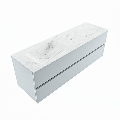 Mondiaz VICA-DLUX ensemble de meuble de salle de bain - 150cm - meuble sous-vasque argile - 2 tiroirs - lavabo encastré nuage gauche - sans trous de robinet - version haute 60cm - opalo