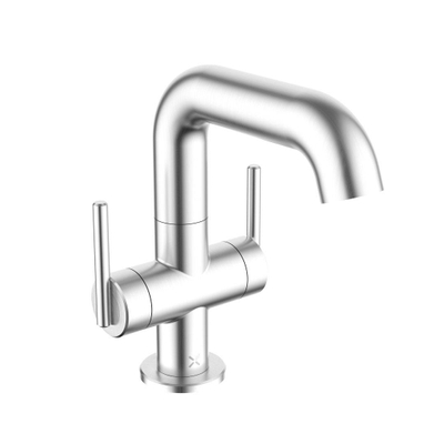 Crosswater 3ONE6 Robinet de lavabo - monotrou - 2 poignées - 18,5cm - inox