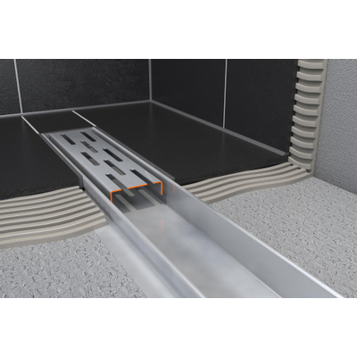 Easy Drain Compact 30 douchegoot RVS met enkele plaat RVS standaard RVS flens waterslot 30mm 100cm inbouw diepte 63mm met zijuitloop