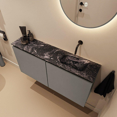 MONDIAZ TURE-DLUX 100cm toiletmeubel Smoke. EDEN wastafel Lava positie rechts. Zonder kraangat.