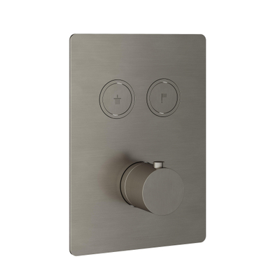 Hotbath Cobber partie visible pour robinet thermostatique encastré avec 2 boutons poussoirs nickel brossé