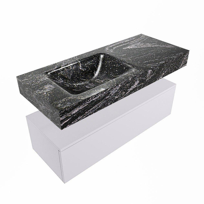 Mondiaz ALAN-DLUX Ensemble de meuble - 110cm - meuble Cale mat - 1 tiroir - Lavabo Cloud Lava suspendu - vasque Gauche - 1 trou de robinet