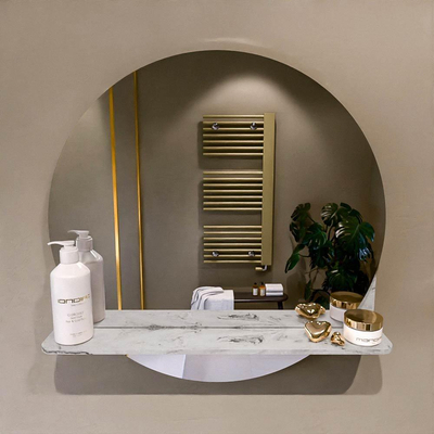 Mondiaz SPOT miroir – Ø 60 cm – avec tablette – Glace (marbre gris)