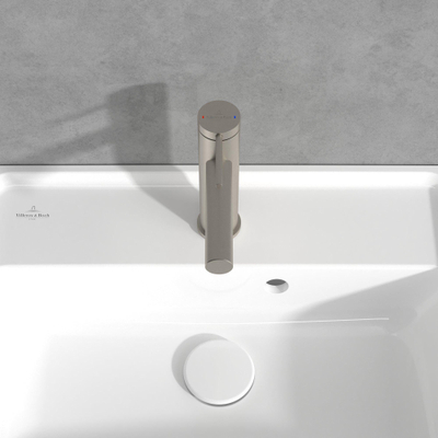 Villeroy & Boch Loop & Friends 1 greeps wastafelkraan - zonder waste - Brushed Nickel black (rvs)