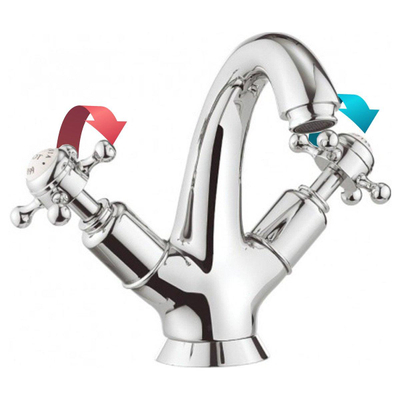 Crosswater Belgravia Mitigeur lavabo - poignées croisillons - sans bonde de vidange -chromé