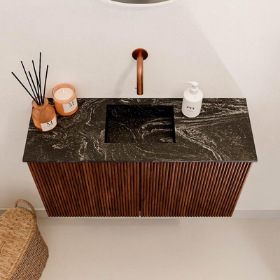 Mondiaz JOYA-DLUX 70cm toiletmeubel - kleur Ruby - Wastafel FAYE positie Midden Zonder kraangat kleur Lava.