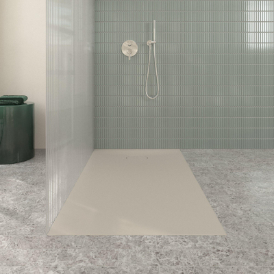 Villeroy & Boch Ecora douchebak - 140x80x3.5cm - afvoer korte zijde - almond (beige)