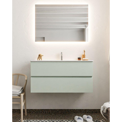 Mondiaz VICA ensemble de meuble de salle de bain - 100cm - meuble sous lavabo greey - 2 tiroirs - lavabo denia milieu - 1 trou de robinet - version XL 60cm haut