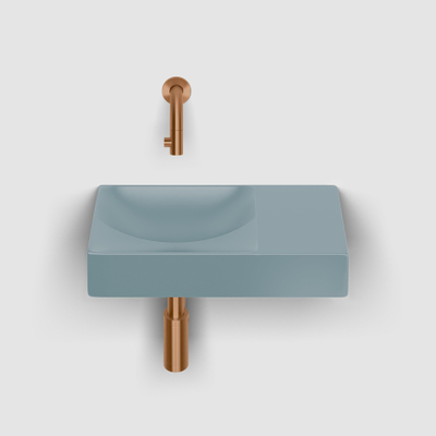 Clou Vale fontein 38 cm zonder kraangat rechts mat blauw keram