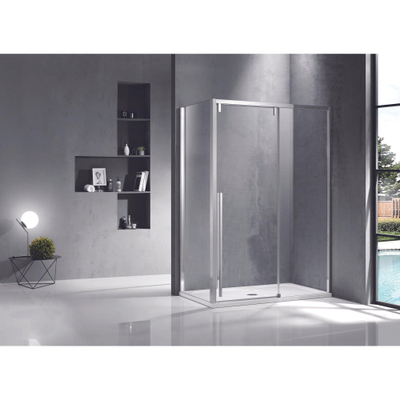 Saniclass Neptune Zijwand - 80x200cm - helder 8mm glas - gepolijst zilver