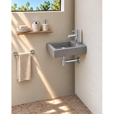 Fortifura Fuente fonteinset – rechthoekig – 40x22x8 cm – beton grijs – chromen kraan