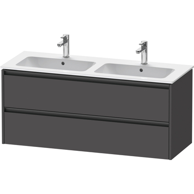 Duravit Ketho.2 Wastafelonderbouwkast - met 2 laden - voor dubbele wastafel - 128x48x55cm - met grepen antraciet - grafiet mat