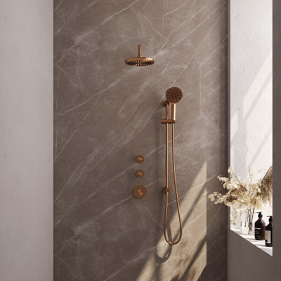 BRAUER Copper Edition inbouw regendoucheset – Ø20 cm hoofddouche – 40 cm gebogen wandarm – ronde handdouche – glijstang 70 cm