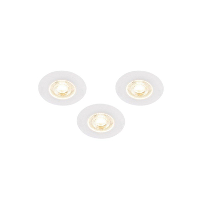 QAZQA Ulo Inbouwspot - set van 3 - 8.2x8.2cm - incl. LED - 3 staps dimbaar - IP65 - rond - mat wit