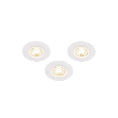 QAZQA Ulo Spot encastrable - set de 3 - 8,2x8,2cm - LED incluse - 3 niveaux de gradation - IP44 - rond - blanc mat