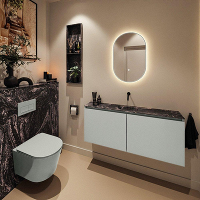 MONDIAZ TURE-DLUX Meuble toilette - 120cm - Greey - EDEN - vasque Lava - position centrale - sans trou de robinet