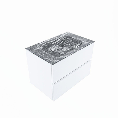 Mondiaz VICA-DLUX Ensemble de meuble de salle de bain - 70cm - meuble sous lavabo talc - 2 tiroirs - lavabo encastré cloud milieu - 1 trou de robinet - version haute de 60cm - lave