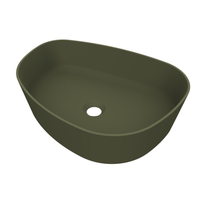 Arcqua Rocker vasque - 50x37x13cm - posé - droite - organique - marbre de synthèse vert mat